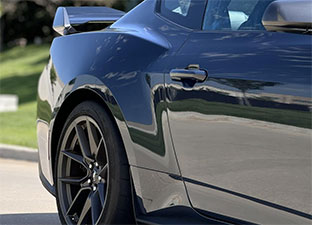The back end of a sports car protected with a ceramic coating