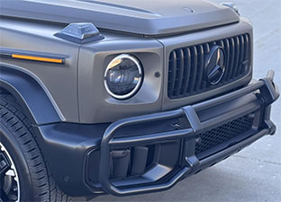 The front end of a vehicle with paint protection film